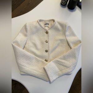 Claudie Pierlot cream ivory knit jacket gold buttons 36 small